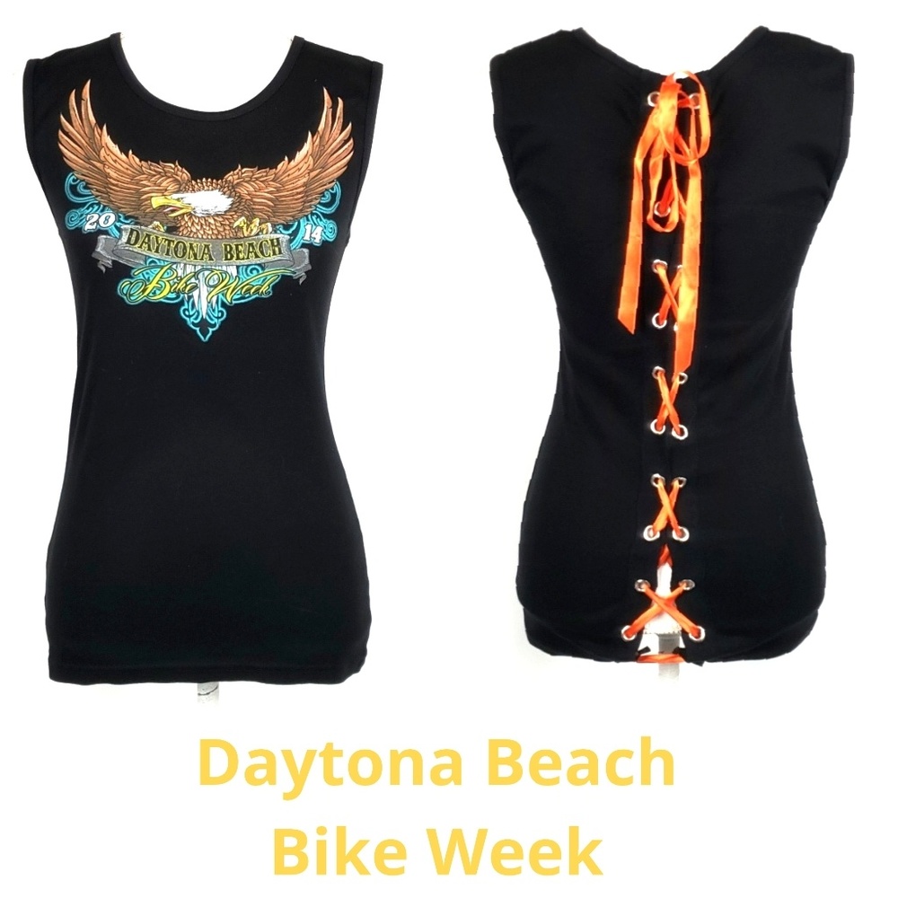 Biker Daytona Beach Bike Week 2014 Lace Up Back XL